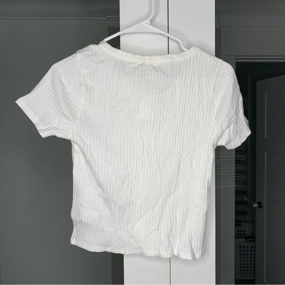 NWT J. Crew Crewcuts Girls' Ribbed Button-front Tee White